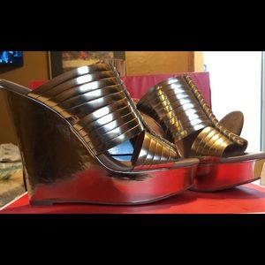 Coach Gold Bristol Mirror Metallic Wedge